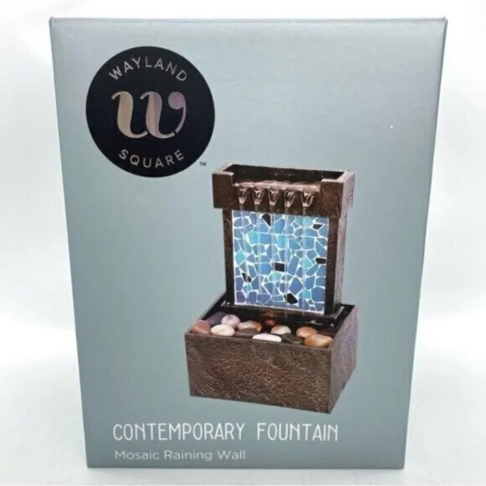 Mosaic Raining LED Tabletop Water Fountain New